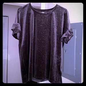 Velvet sparkle ruffle shirt